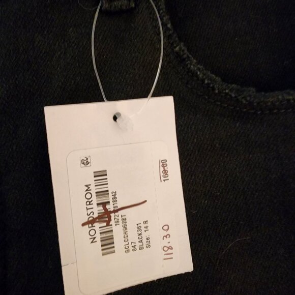 Good American Classic Chewed Hem Slim Straight Jeans NWT Black Size 14 - Picture 8 of 16